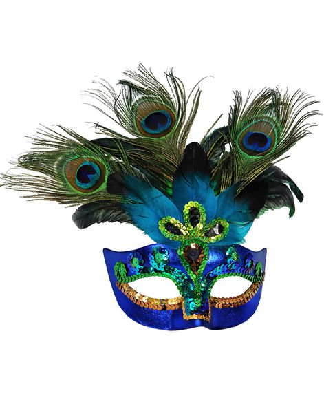 Påfågel Ögonmask med Fjädrar