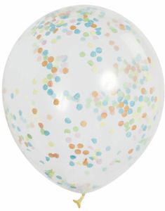 6 stk 30 cm Genomskinliga Ballonger med Flerfärgad Konfetti