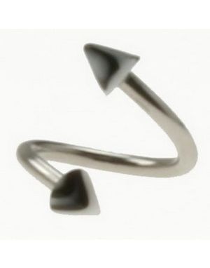 Curve Ögonbrynspiercing med Vita och Svarta Spikes - 1.2 x 8 mm