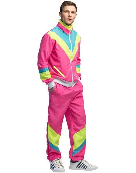 Neon Rosa 80-talls Grilldress med Lommer til Mann