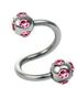 Curve Ögonbrynspiercing med Rosa Stenar