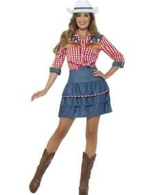 Rodeo Cowgirl Kostym med Hatt