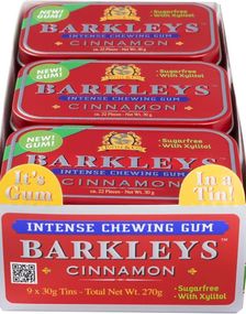 9 St Barkleys Sugarfree Cinnamon Intense Chewing Gum - Hel Låda 270 Gram