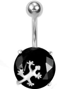 Salamander On Black Diamond Navelpiercing - Silverfärgad