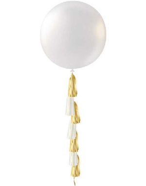1 stk 91 cm - Pärlvit Ballong med Ballongsvans 