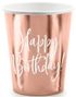 6 stk Rose Gullfarget Happy Birthday Pappkrus