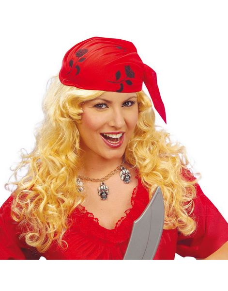 Piratperuk med Huvudscarf och Lockar - Blond
