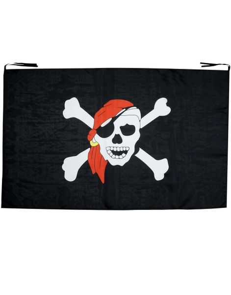 Stort Svart Piratflagga med Dödskalle - 130x80 cm