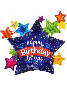 Happy Birthday - STOR Stjärnformad Folieballong 91 cm