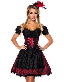 Läcker Svart och Röd Lyxig Oktoberfestklänning