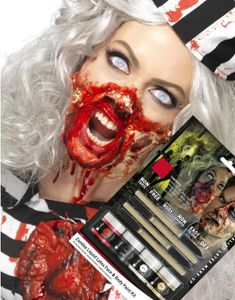 Horror Zombie Sminkset med Flytande Latex 4x 29,5 ml med 4 stk Borstar UTAN AMMONIAK