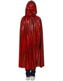 Rød Metallisk Kappe med Hette