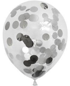 6 stk Klara Ballonger med Silverfärgad Konfetti 30 cm