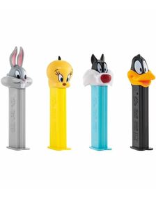 12 stycken Assorterade Looney Tunes Pez-hållare med 2 st Pez-paket - Hela Låda