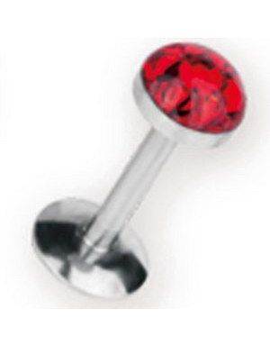 Labret med Glittrande Röda Stenar - 1,2 x 8 mm