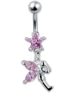 Pixie Star Pink - Navelpiercing i Äkta Silver