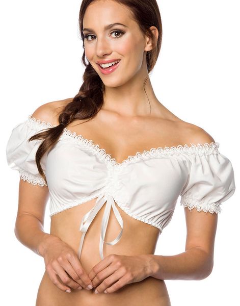 Vit Off-Shoulder Oktoberfest Blus med Snörning