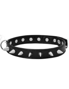 Svart Skinnimiterad Choker med Nitar och Ring