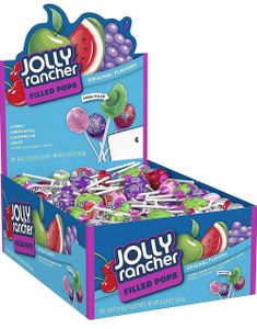 100 st Jolly Rancher Filled Pops - Kärlekar med Fyll i Olika Fruktsmaker - Hel Låda 1,58 kg (USA Import)