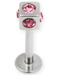 Tuff Labret med Fyrkantig Kula med Rosa Stenar