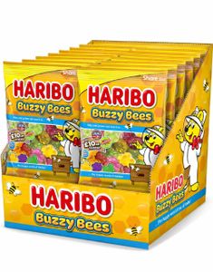 12 st Haribo Buzzy Bees - Blomster- og Bieformede Skum- og Vingummi Godteribitar - Hel Låda 1,68 kg