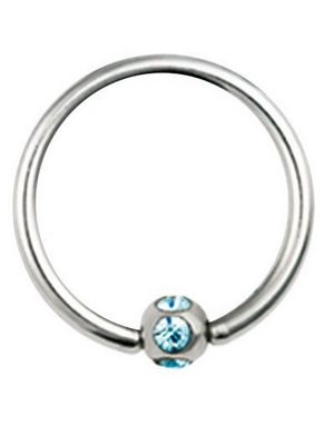 BCR Piercing med Rund Kula och Ljus Blå Stenar