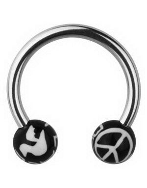 Peace Ögonbrynspiercing - Svart - 1.2 x 10 mm