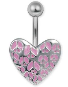 Navelpiercing i Stål med Rosa Fredstecken