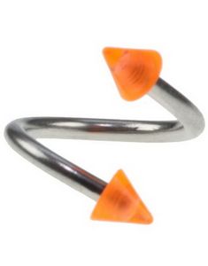 Curve Ögonbrynspiercing med Orange Spikes - 1.2 x 8 mm