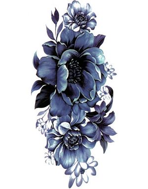 Deep Blue Flower (Fake Tattoo)