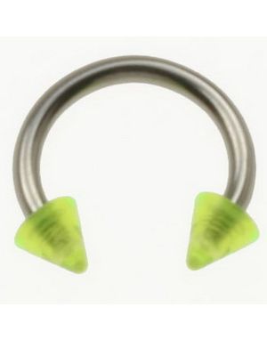 Rund Ögonbrynspiercing med Gröna Spike Kulor - 1.2 x 8 mm