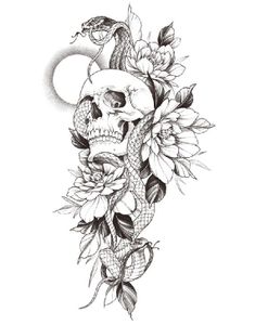 Snake Infested Skull (Fake Tattoo)