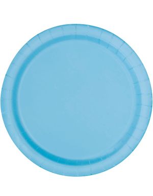 20 st Ljusblå Små Papptallrikar 17 cm