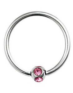 BCR Piercing med Rund Kula och Rosa Stenar
