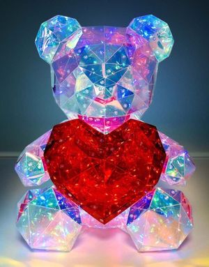 Stor Light Up Teddy med Hjerte 43 cm