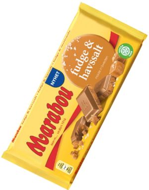 ÄT SNART PRODUKT - Marabou Fudge och Havssalt Mjölkchoklad 160 gram
