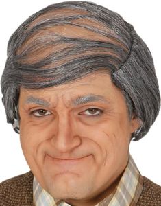 Grå Överkammad Baldcap med Peruk
