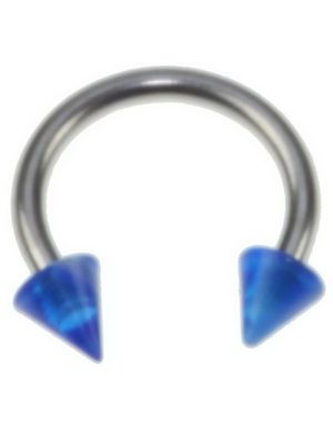 Rund Ögonbrynspiercing med Blå och Vita Spike Kulor - 1.2 x 8 mm