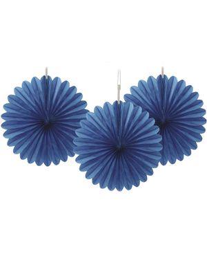3 st Mini Royalblå Pappersdekorationer 15 cm