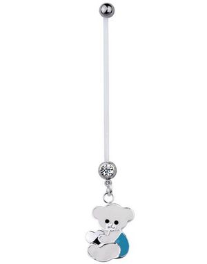 Navelpiercing För Gravida med Teddybjörn i Vitt och Blått