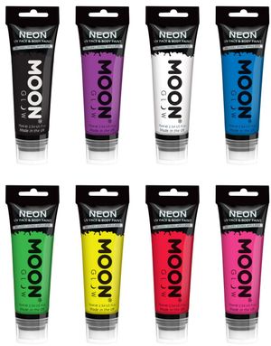 VÄLJ BLAND 9 FÄRGER - Neon UV/Blacklight Ansikts- och Kroppsfärg med Svamp 75 ml