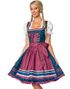Brokadmönstrad Lyxig Oktoberfestklänning i Blått och Burgunderrött