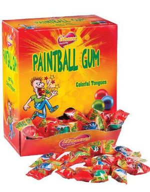 200 St Paintball Gums - Tungfärgande Tuggummikulor - Hel Låda 920 Gram