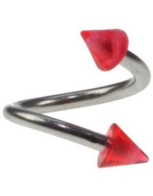 Curve Ögonbrynspiercing med Röda Spikes - 1.2 x 8 mm