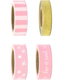 4 stk Rosa och Guldfärgad Washi / Dekortejp 40 meter