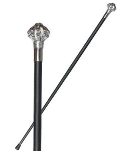 Svart käpp i metall med krona - 93 cm - hög kvalitet