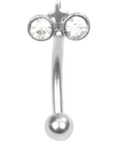 Ögonbrynspiercing med Klara Stenar och Kors - 1.2 x 8 mm