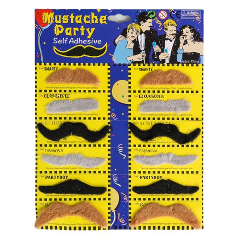 12 Svarta, Grå och Bruna Mustascher