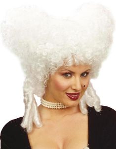 Vit Lockig Peruk i Barockstil