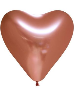 6 stk 30 cm - Glossy Kobberfarget Hjerteballonger